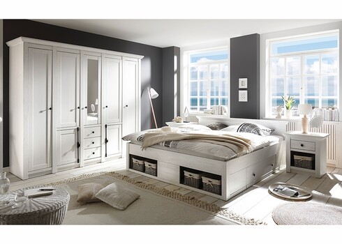 Riidekapp WESTERLAND valge mänd, 236x64xH206 cm