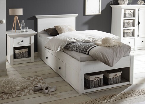 Voodi WESTERLAND valge mänd, 105x212xH92 cm