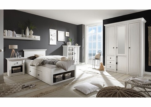 Voodi WESTERLAND valge mänd, 105x212xH92 cm