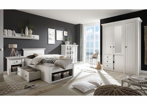 Voodi WESTERLAND valge mänd, 105x212xH92 cm