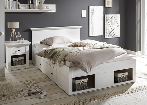 Voodi WESTERLAND valge mänd, 155x212xH92 cm