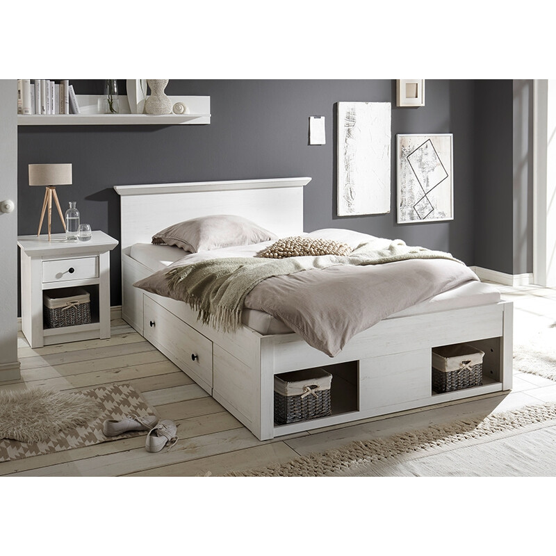 Voodi WESTERLAND valge mänd, 155x212xH92 cm