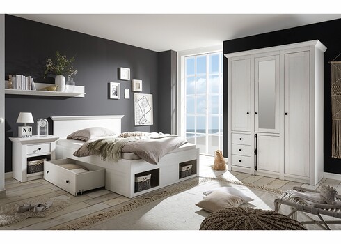 Voodi WESTERLAND valge mänd, 155x212xH92 cm