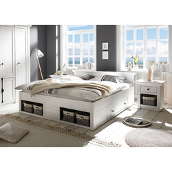 Voodi WESTERLAND valge mänd, 195x212xH92 cm