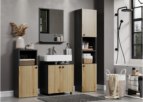 Vannitoakapp PURE BLISS tamm / must, 40x31xH186 cm