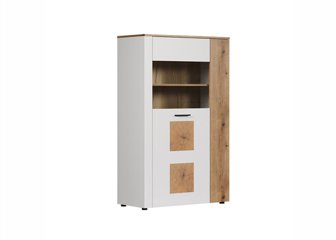 Vitriinkapp VITORIA valge / tamm, 90x42xH146 cm