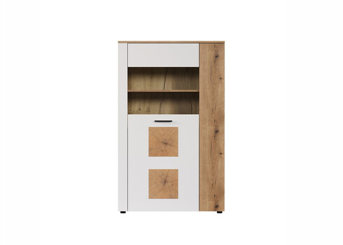 Vitriinkapp VITORIA valge / tamm, 90x42xH146 cm