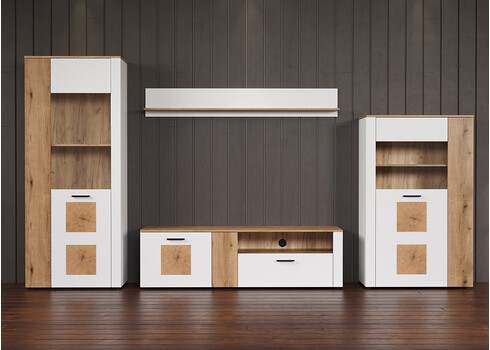Vitriinkapp VITORIA valge / tamm, 90x42xH146 cm