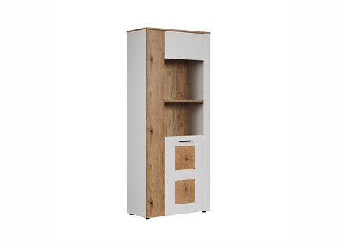 Vitriinkapp VITORIA valge / tamm, 80x42xH195 cm