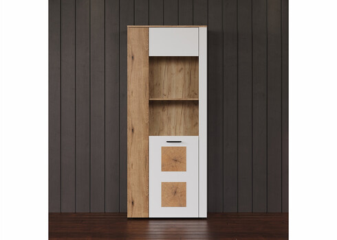 Vitriinkapp VITORIA valge / tamm, 80x42xH195 cm
