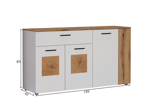 Kummut VITORIA valge / tamm, 150x42xH83 cm