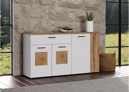 Kummut VITORIA valge / tamm, 150x42xH83 cm