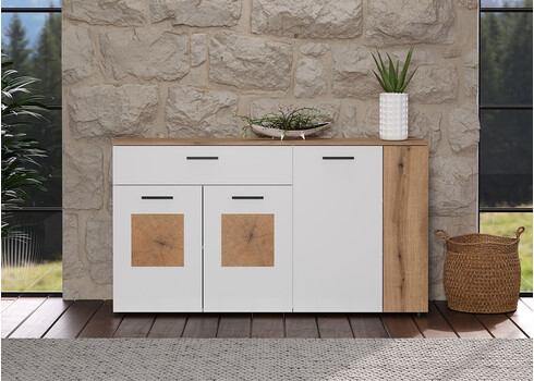Kummut VITORIA valge / tamm, 150x42xH83 cm