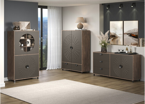 Vitriinkapp FUSION hall / pruun, 97x42xH163 cm