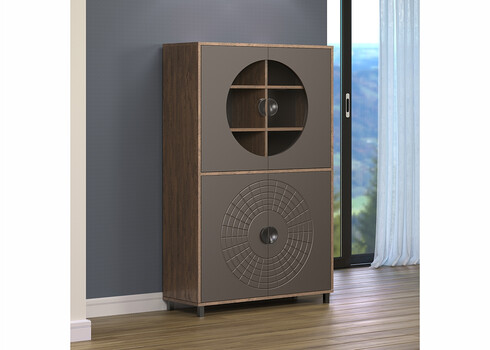 Vitriinkapp FUSION hall / pruun, 97x42xH163 cm