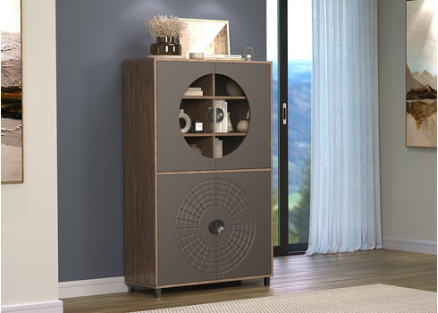 Vitriinkapp FUSION hall / pruun, 97x42xH163 cm