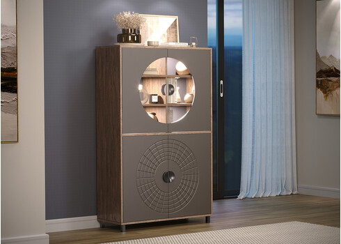 Vitriinkapp FUSION hall / pruun, 97x42xH163 cm