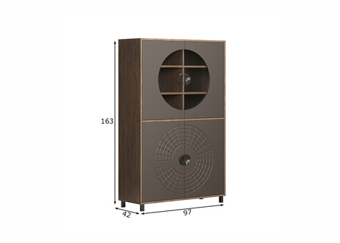Vitriinkapp FUSION hall / pruun, 97x42xH163 cm