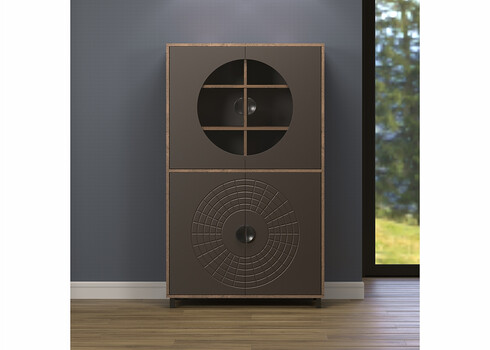 Vitriinkapp FUSION hall / pruun, 97x42xH163 cm