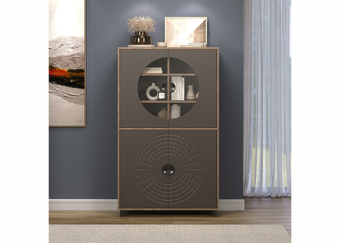 Vitriinkapp FUSION hall / pruun, 97x42xH163 cm