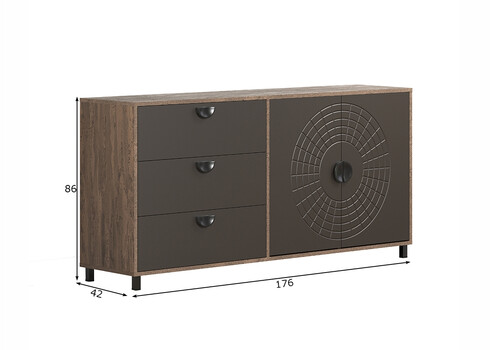 Kummut FUSION hall / pruun, 176x42xH86 cm