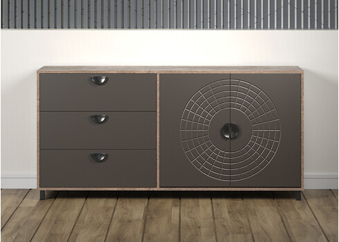 Kummut FUSION hall / pruun, 176x42xH86 cm