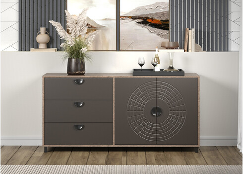 Kummut FUSION hall / pruun, 176x42xH86 cm