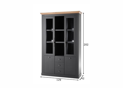 Puhvetkapp WESTMINSTER tumehall / tamm, 129x42xH202 cm