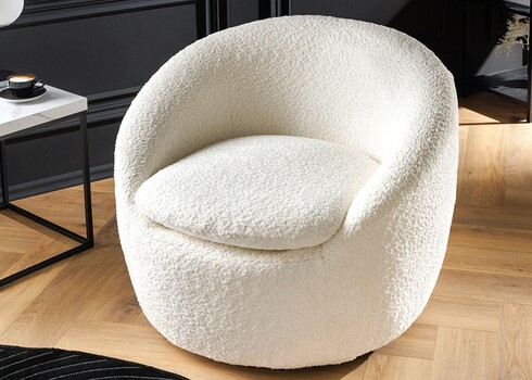 Tugitool BABYLON valge buklee, 76x75xH66 cm