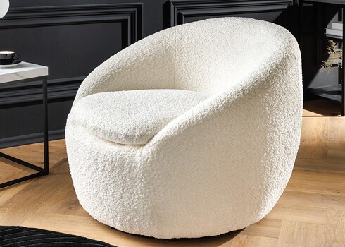 Tugitool BABYLON valge buklee, 76x75xH66 cm