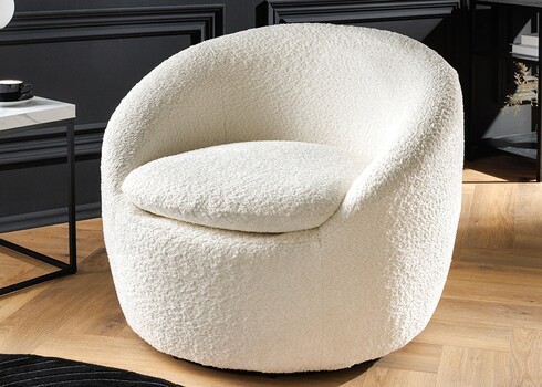 Tugitool BABYLON valge buklee, 76x75xH66 cm