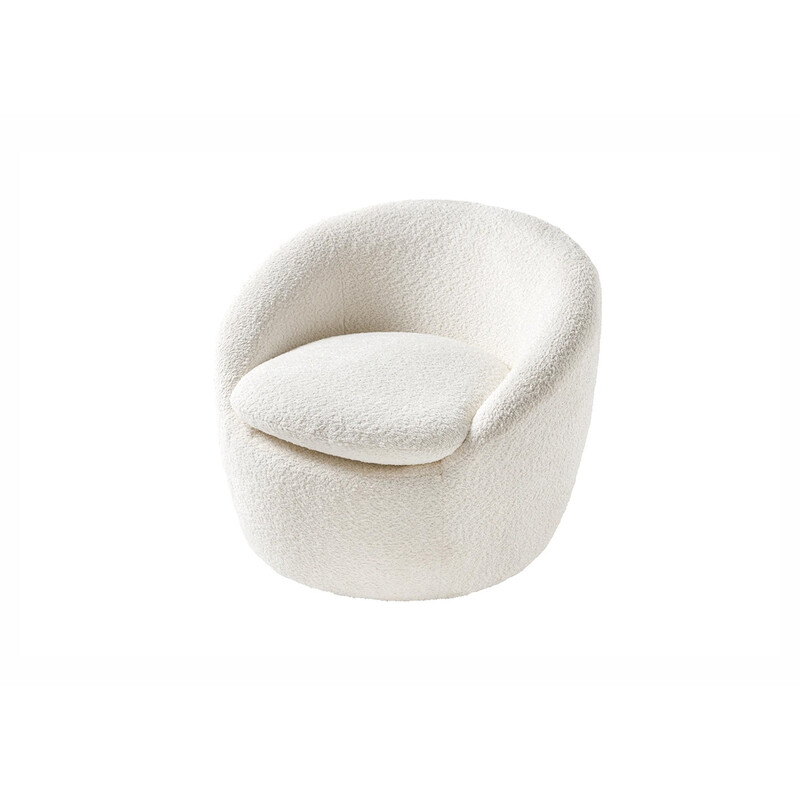 Tugitool BABYLON valge buklee, 76x75xH66 cm