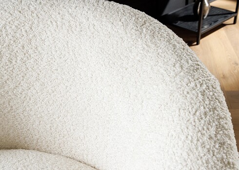 Tugitool BABYLON valge buklee, 76x75xH66 cm