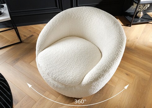 Tugitool BABYLON valge buklee, 76x75xH66 cm