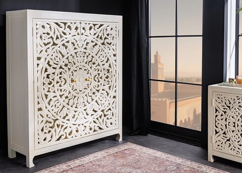 Kapp MARRAKECH valge, 110x38xH140 cm