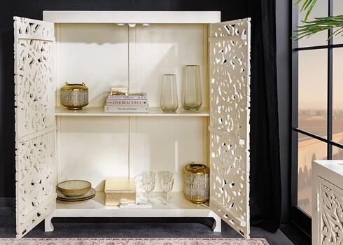 Kapp MARRAKECH valge, 110x38xH140 cm