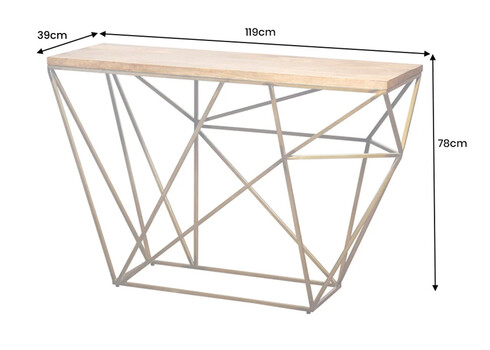 Konsoollaud DIAMOND naturaalne / messing, 119x39xH78 cm