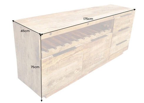 Kummut IRON CRAFT mango, 175x45xH75 cm