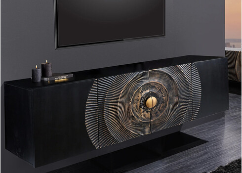 Kummut GOLDEN SUNSET must, 177x38xH58 cm