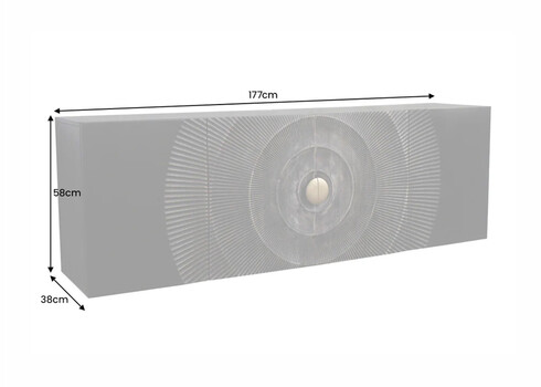 Kummut GOLDEN SUNSET must, 177x38xH58 cm