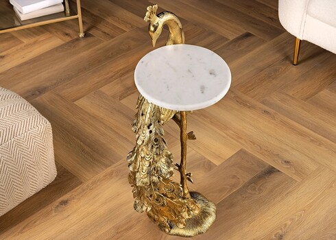 Abilaud PEACOCK valge marmor / kuldne, D33xH75 cm