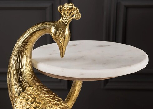 Abilaud PEACOCK valge marmor / kuldne, D33xH75 cm