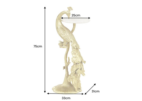 Abilaud PEACOCK valge marmor / kuldne, D33xH75 cm