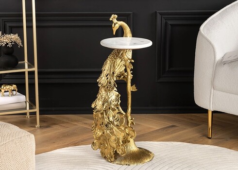 Abilaud PEACOCK valge marmor / kuldne, D33xH75 cm