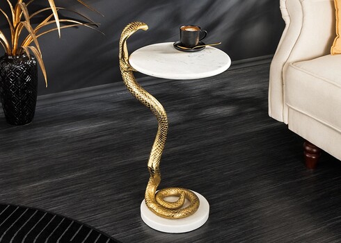 Abilaud SNAKE valge marmor / kuldne, D30xH63 cm