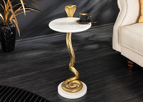 Abilaud SNAKE valge marmor / kuldne, D30xH63 cm