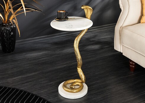 Abilaud SNAKE valge marmor / kuldne, D30xH63 cm