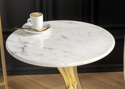 Abilaud TEAR valge marmor / kuldne, 40x40xH57