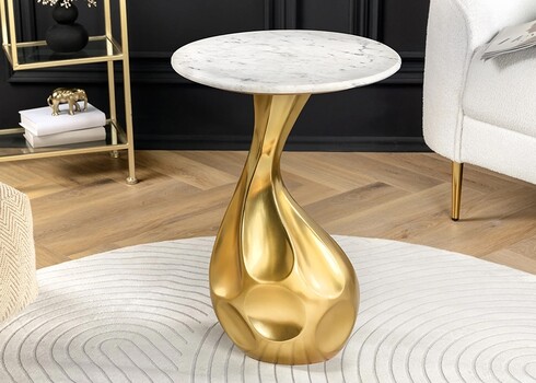 Abilaud TEAR valge marmor / kuldne, 40x40xH57