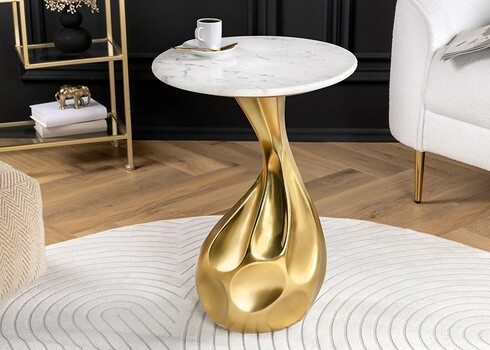 Abilaud TEAR valge marmor / kuldne, 40x40xH57